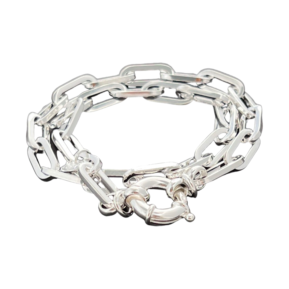 Oval Double Wrap Bracelet Silver — Lola & Company