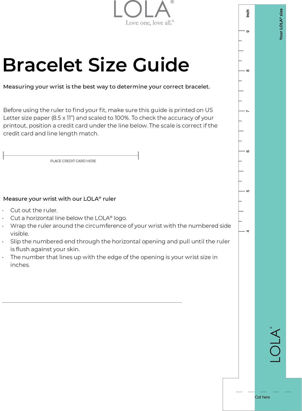 Bracelet size guide