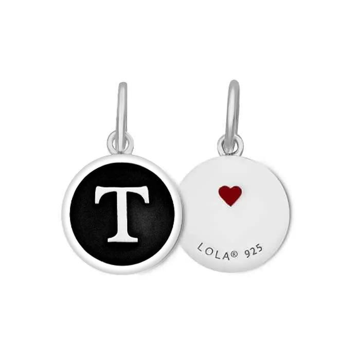 925 Sterling Silver Initial Letter T Charm Pendant - 0.7 Inch, Handcrafted, Polished Finish, Gift Ready