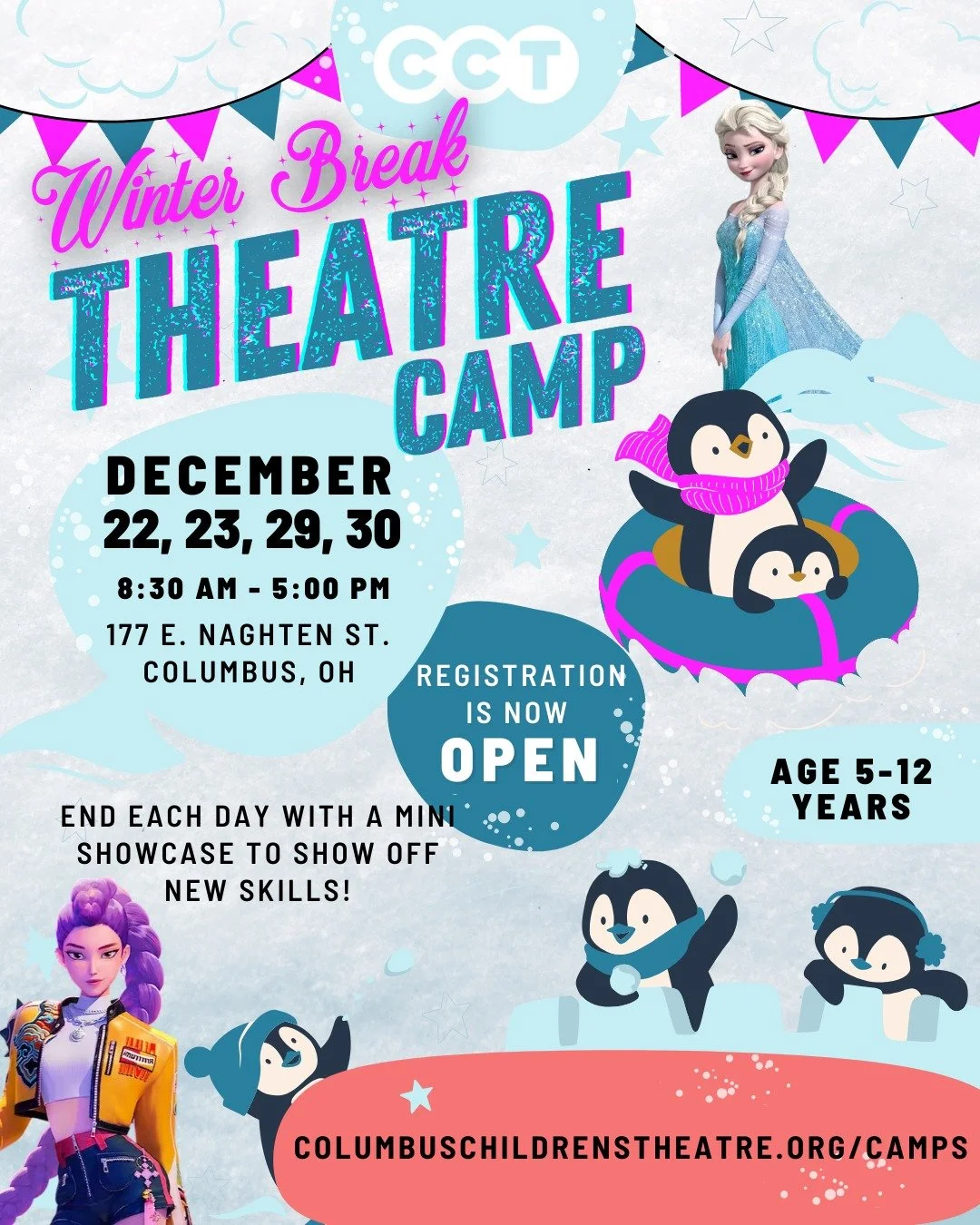 ❄️✨ Winter Break just got a whole lot more creative!

Join us for our one-day theatre camps on Dec 22, 23, 29 &amp; 30 from 8:30 AM &ndash; 5 PM. 

Each day is packed with storytelling, movement, characters, crafts, and theatre magic! This is perfect