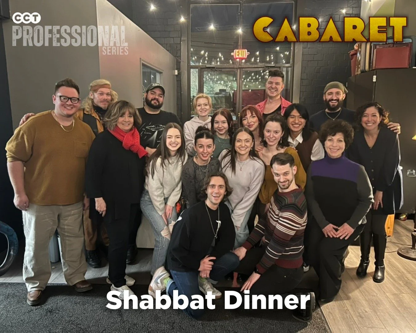 Shabbat shalom from the Cabaret cast! 
 
Last Friday, we paused, reflected, and gathered together. Thank you to cast member Payton Andisman and CCT alum Amy Silver Judd for leading a beautiful Shabbat for our company and teaching us about the traditi