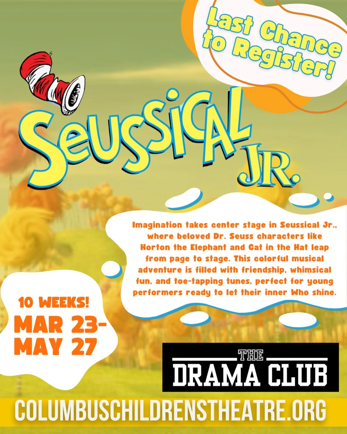 Oh, the places you&rsquo;ll go&hellip;. on stage! ✨

Join Drama Club&rsquo;s Seussical Jr. - a 10-week after-school adventure where imagination runs wild and every Who has a story to tell. Directed by Hunter Minor, students will build skills, make fr