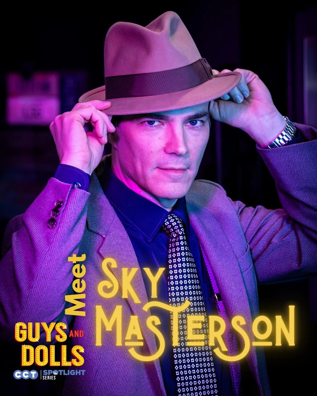 🎲 Luck be a lady&hellip; Sky Masterson is in the house!

Meet Ryan Boda as Sky Masterson in CCT&rsquo;s Spotlight Series production of Guys and Dolls. A smooth-talking, high-stakes gambler who never loses a bet, Sky lives for the thrill of the game&