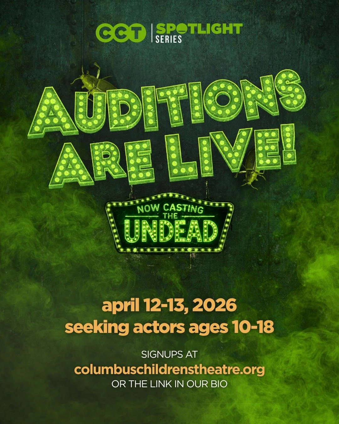 CCT is summoning something strange this summer&hellip; 

Beetlejuice Jr. is taking over Studio One at the Riffe Center August 7&ndash;23, and things are about to get delightfully unhinged.

Expect big laughs, bigger characters, and just the right amo