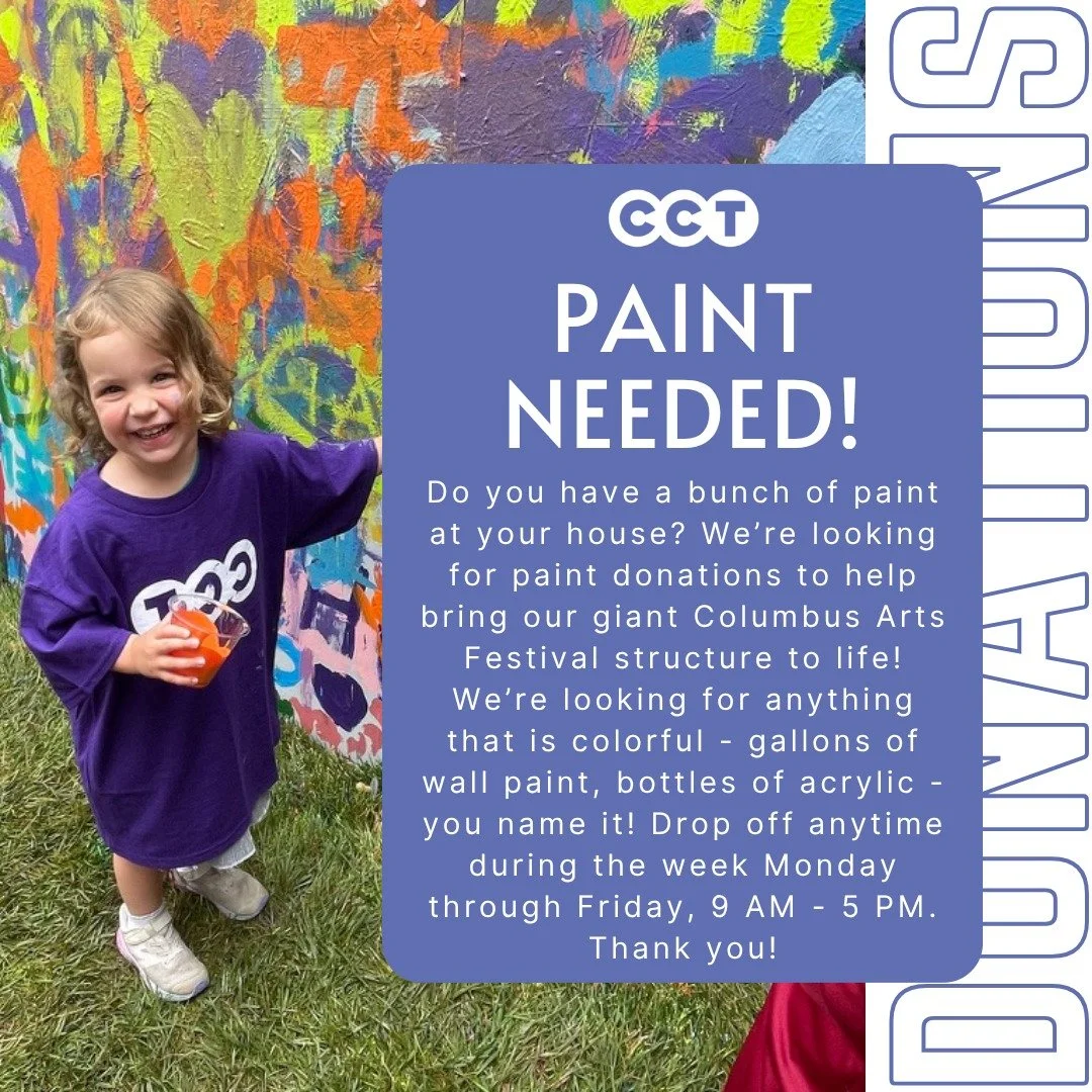 🎨 We&rsquo;re on the hunt for paint donations!

We&rsquo;re collecting paint donations to bring our MASSIVE interactive structure to life at the Columbus Arts Festival where kids will get to paint, create, and transform it all weekend long! 

Wall p