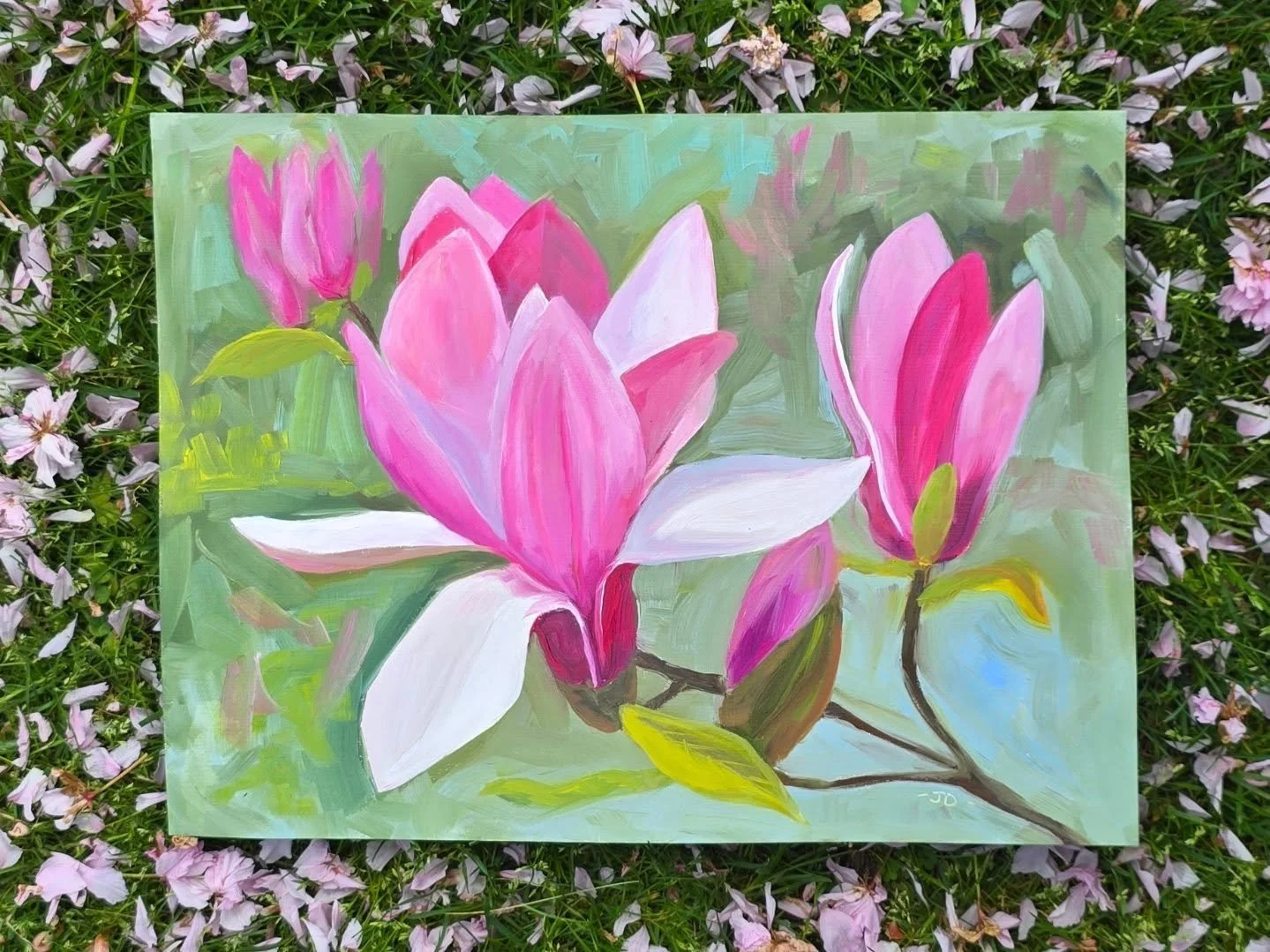 These four paintings are from a couple of weeks ago. I painted them plein air when the magnolias were in full bloom. I got into a real groove painting and could have gone on and on if I had time. A shame they are only at their best for a couple of we