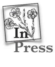 A logo with black and white floral design and the words 'In Press' in bold letters.
