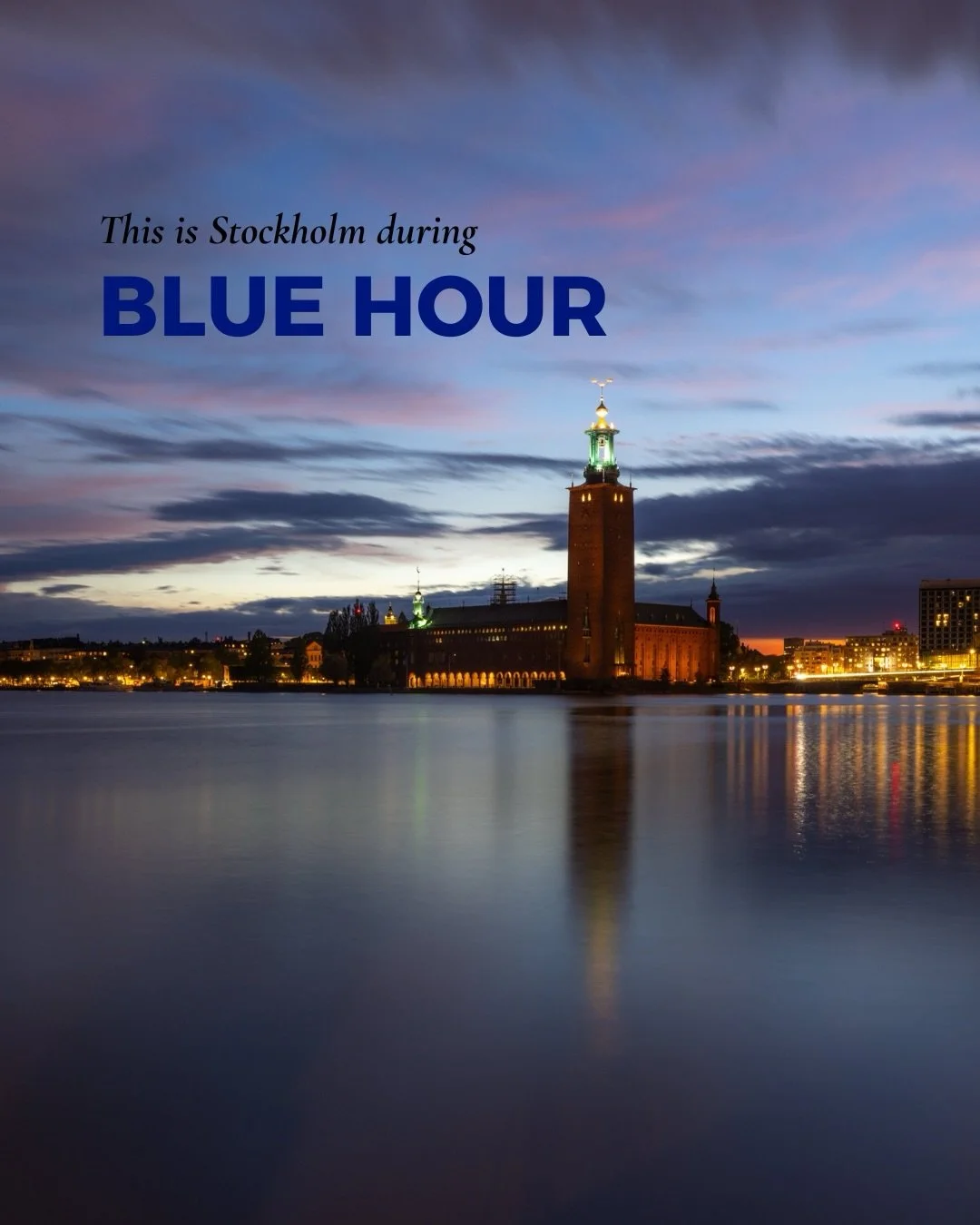 There&rsquo;s something magical about blue hour in Stockholm 🪄.

As the sun disappears below the horizon, the city slows down. The warm lights begin to glow, the water turns into a mirror, and everything is painted in deep shades of blue 💙.

And du