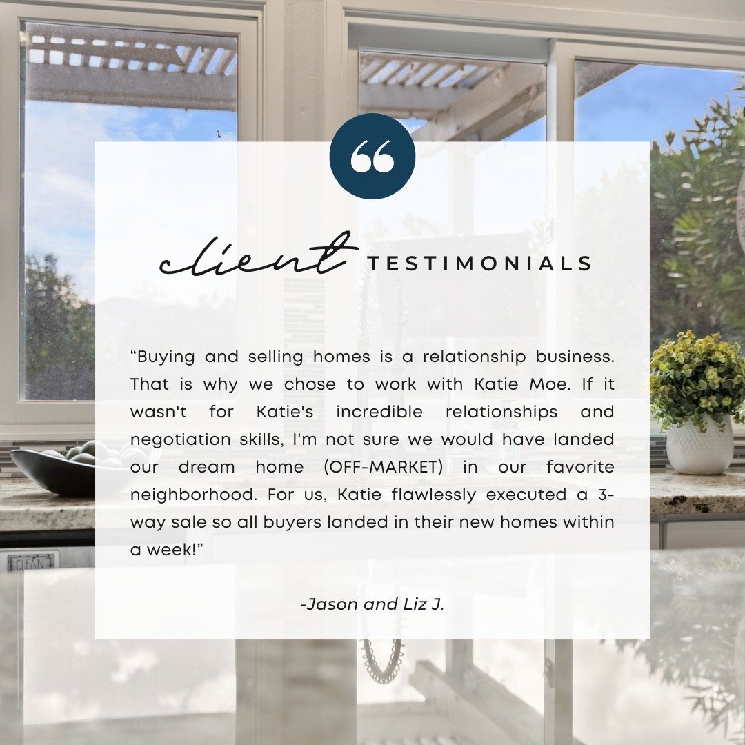 Client Love from Jason &amp; Liz J. 💙

&quot;Buying and selling homes is a relationship business. That is why we chose to work with Katie Moe. If it wasn't for Katie's incredible relationships and negotiation skills, I'm not sure we would have lande