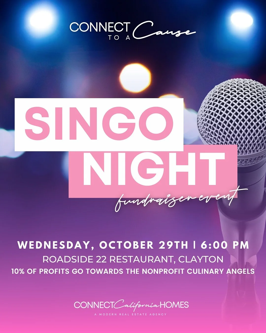 Our GOING PINK campaign is expanding across the East Bay! 💖
In addition to our Xtreme Music Bingo fundraiser in Pleasanton, we’re thrilled to announce that we are hosting a SINGO NIGHT at Roadside 22 in Clayton! 🎤✨ 
Come join the fun, sing