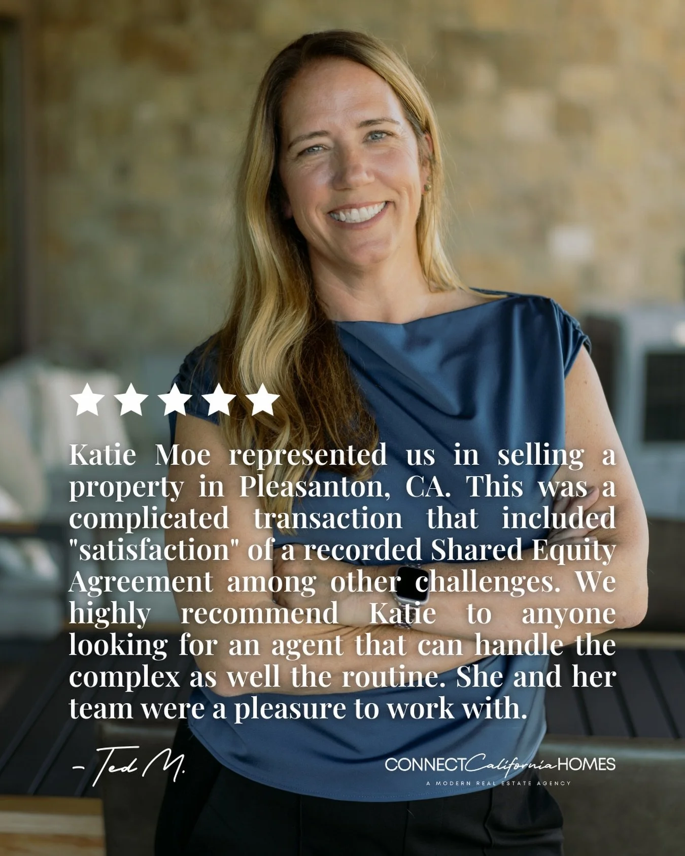 🌟 Client Love 🌟

&ldquo;Katie Moe represented us in closing a sale on a property in Pleasanton, CA. This was a complicated transaction that included &lsquo;satisfaction&rsquo; of a recorded Shared Equity Agreement among other challenges. Katie did 