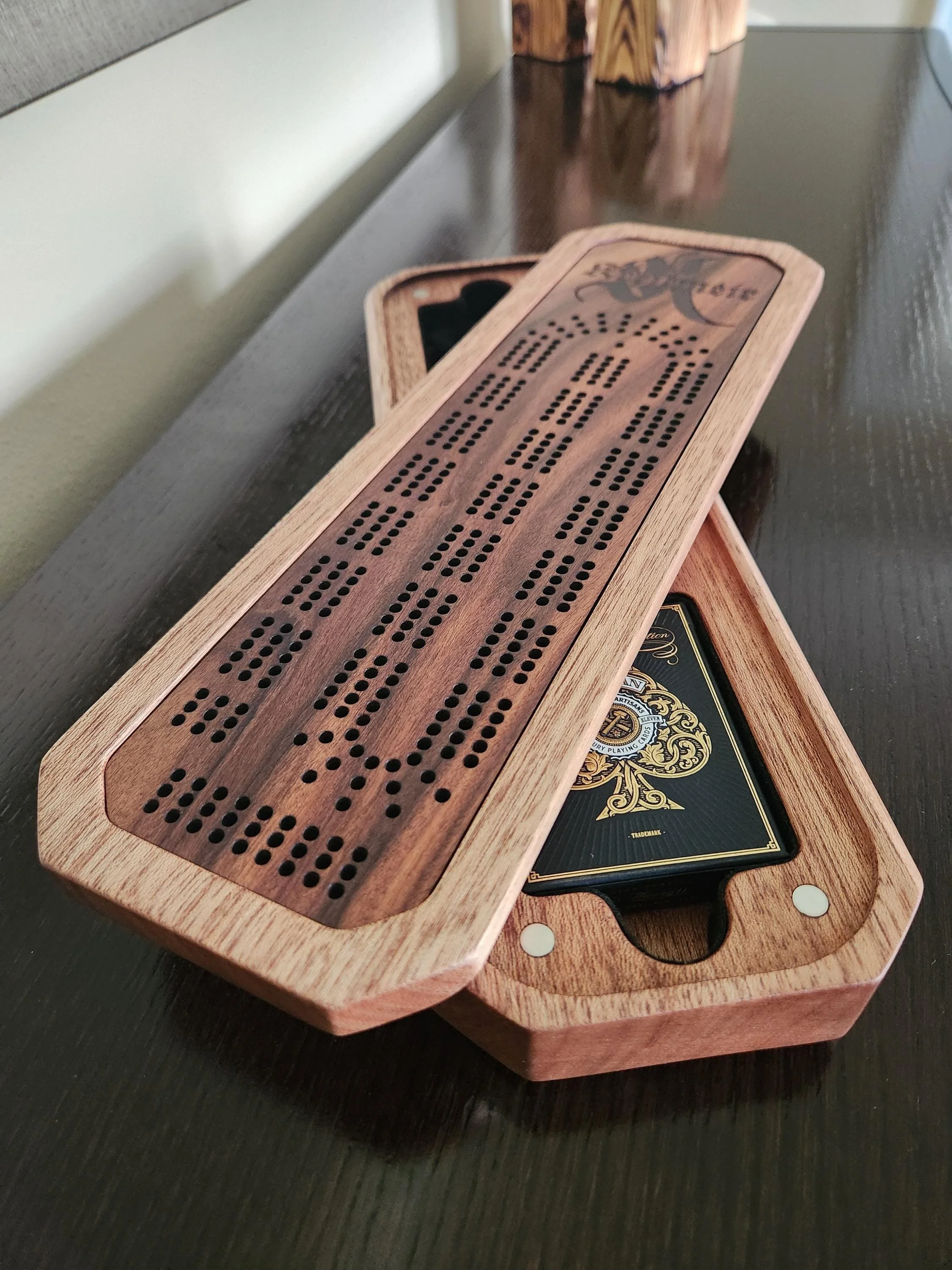 Custom Cribbage Board Heirloom Game Board Set