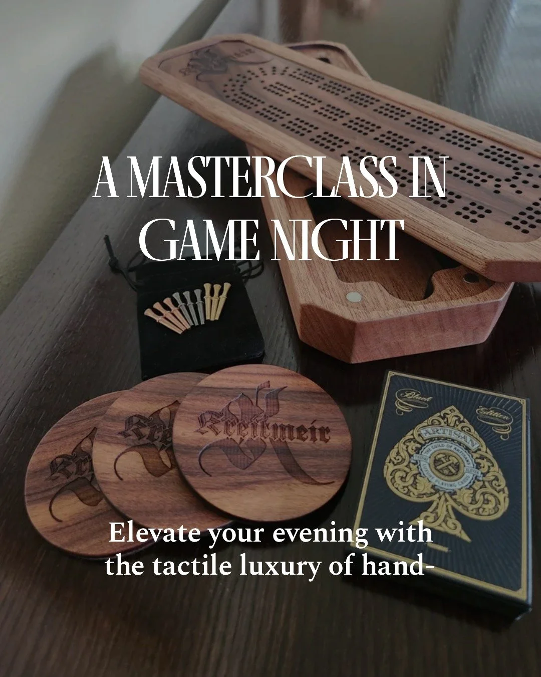 Elevate your game night.
Crafted from rich Mahogany and Bolivian Rosewood, this handcrafted cribbage board isn&rsquo;t just a game, it&rsquo;s a statement piece. Designed to be played, displayed, and passed down for generations.

🔥Discover heirloom 