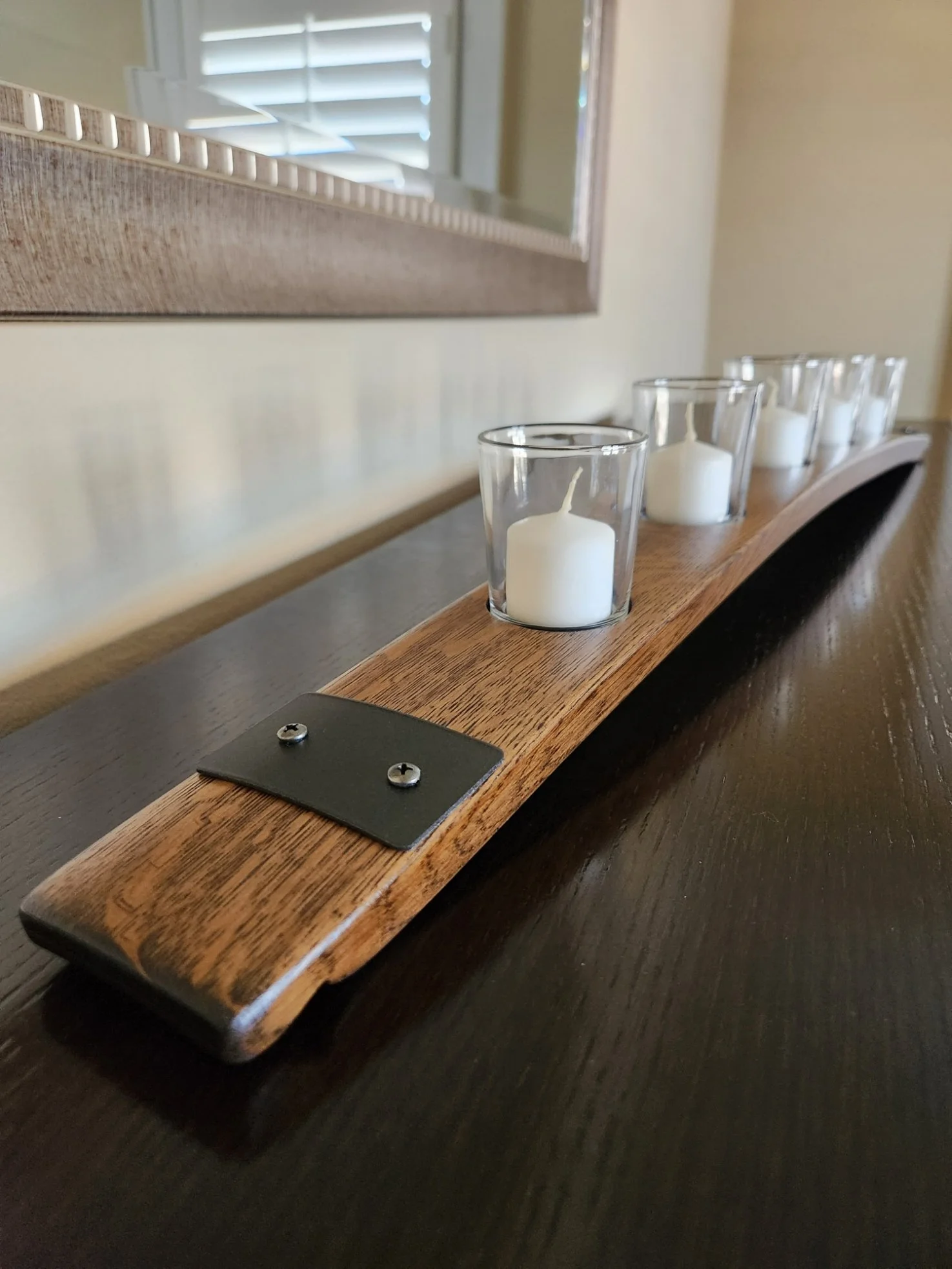 Oak Bourbon Barrel Stave Votive Candle Holder