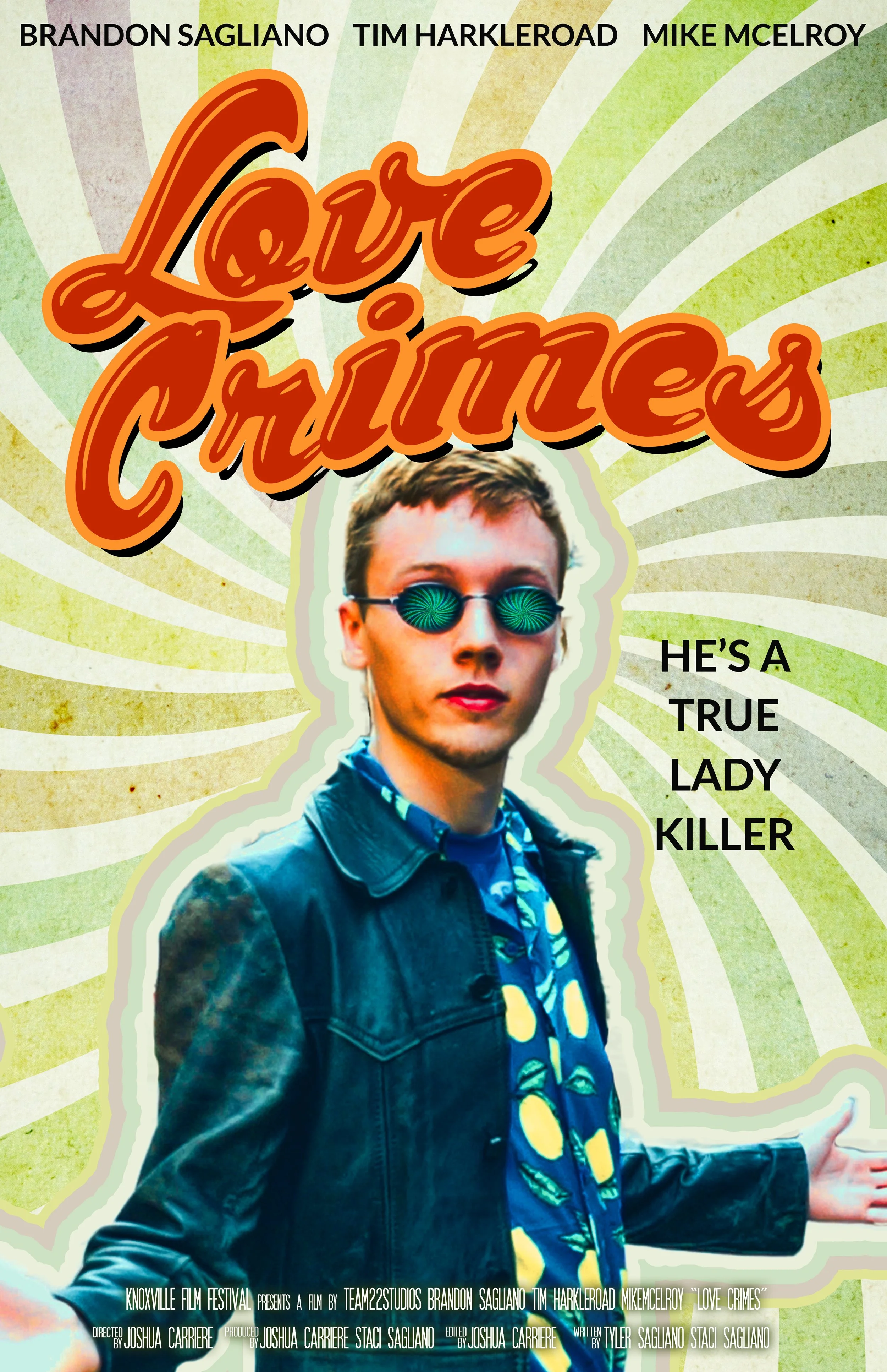 "Love Crimes" movie poster -- won 1st Place for Best Movie Poster at the Knoxville Film Festival