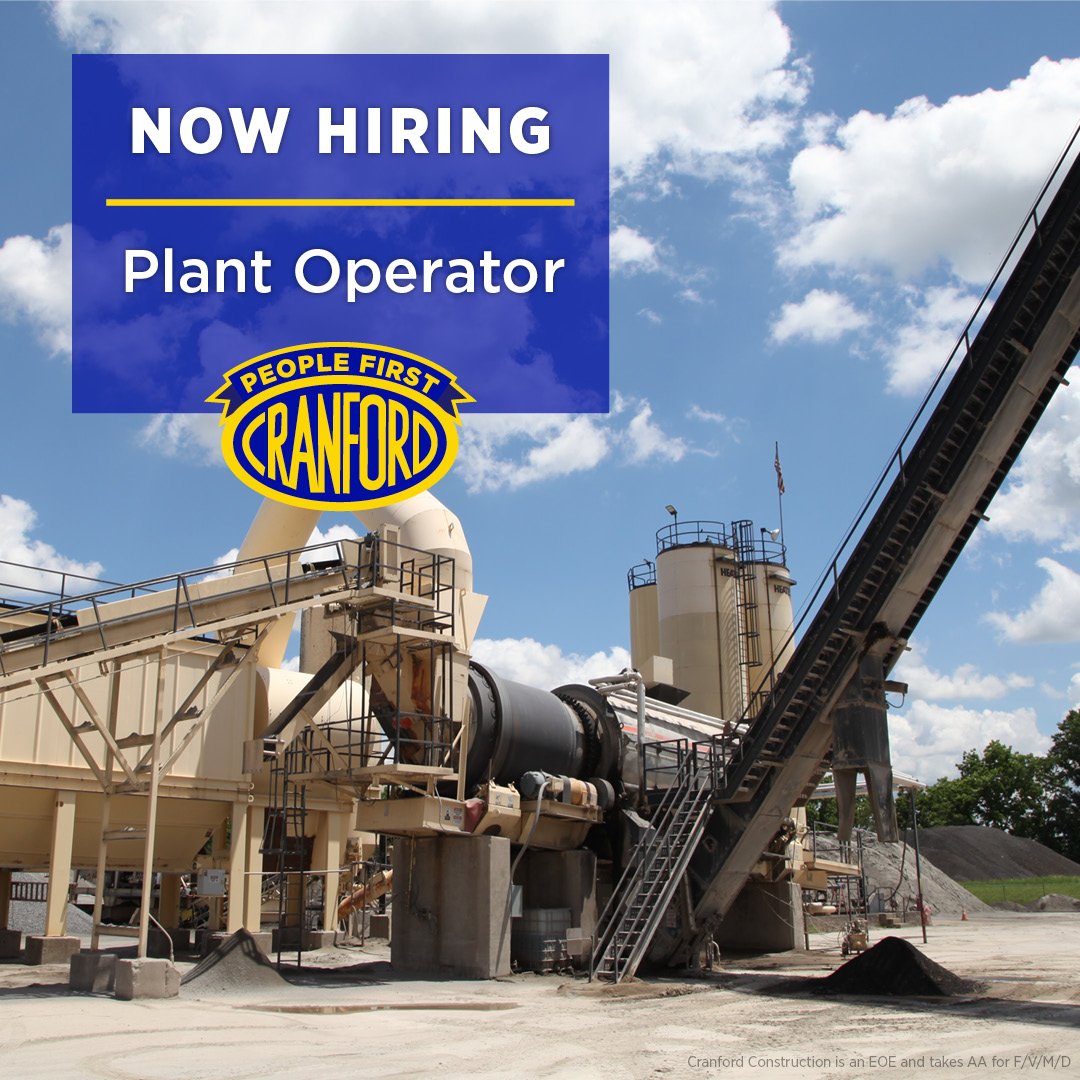 JOIN OUR TEAM | Our Hot Springs location is looking for an Asphalt Plant Operator. This position primarily loads and weighs trucks from the scale house. The ideal candidate will have a minimum of one year experience. When you work for Cranford Constr