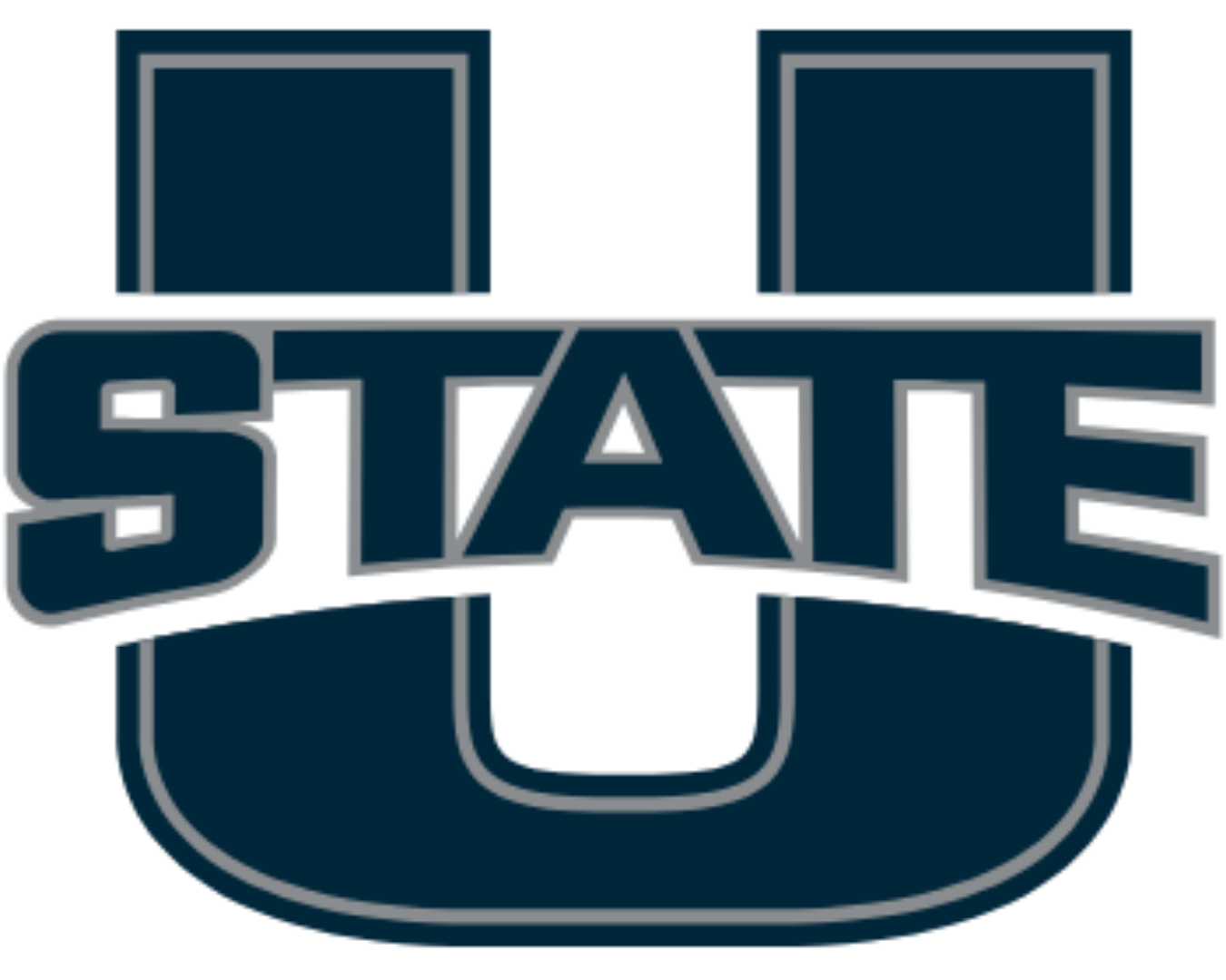 Utah State University logo featuring a stylized U and the word "state" in a banner across the middle.
