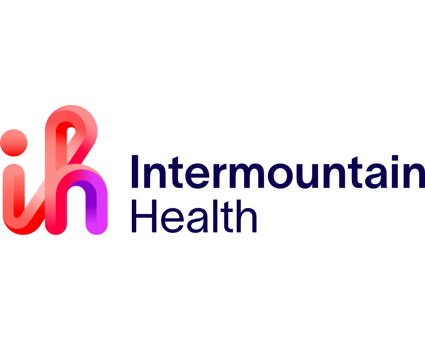 Logo for Intermountain Health featuring a stylized lowercase 'i' and 'h' in pink, purple, and red, with the text 'Intermountain Health' in dark blue next to it.