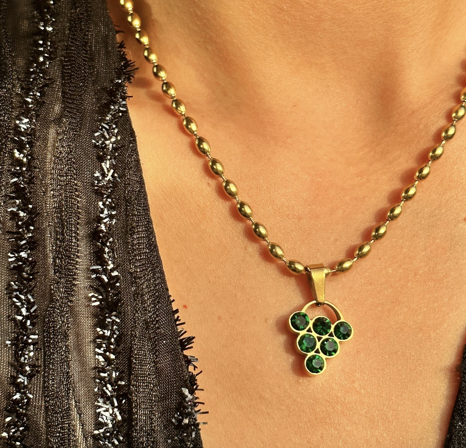 winery outfit grape necklace