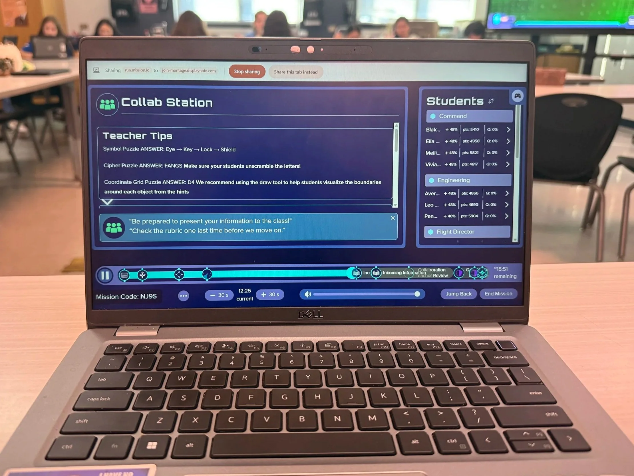 Ward's screen during a mission