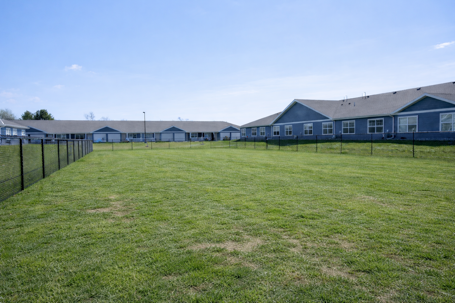 On-site dog park at Prairie Hill Village in Baraboo, Wisconsin.