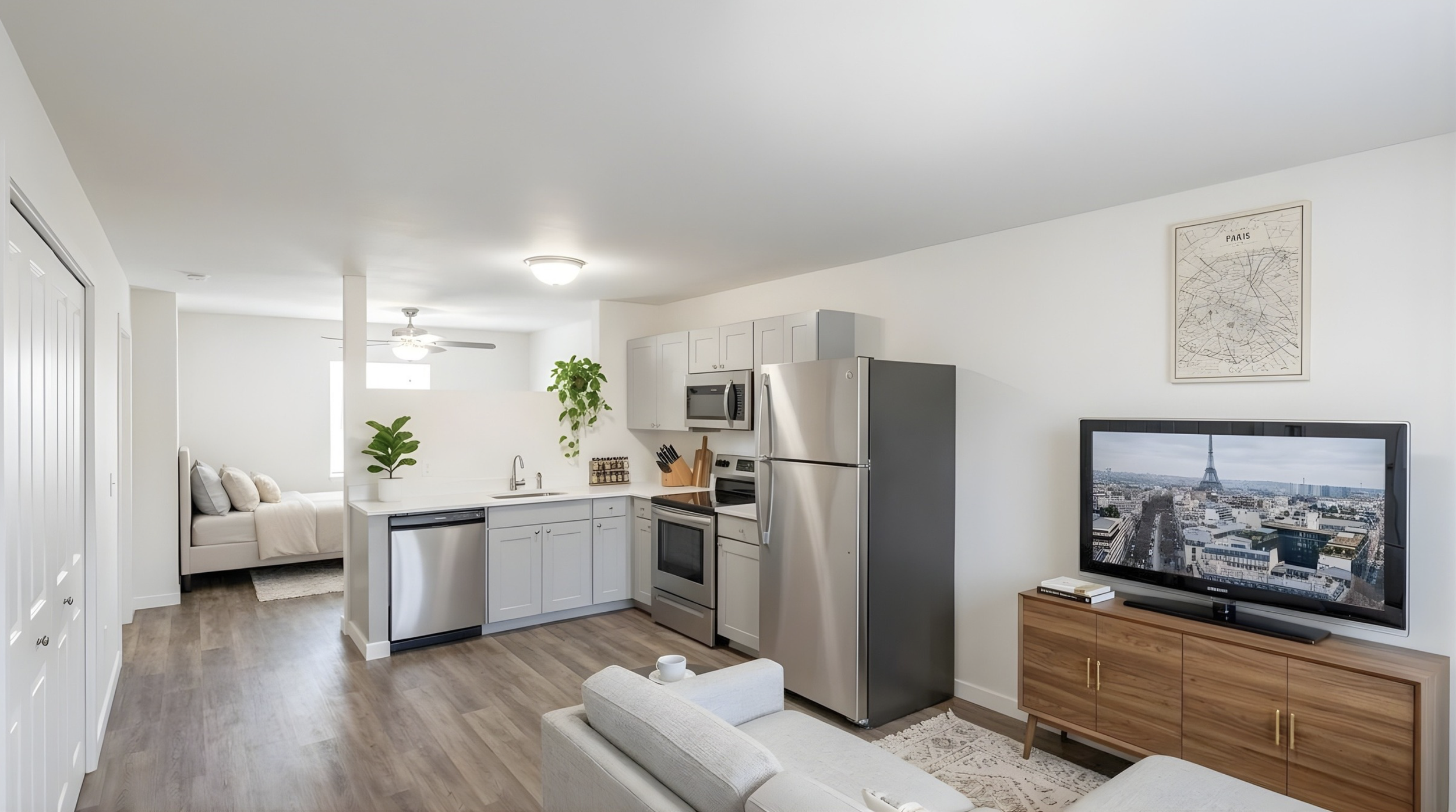 The Berg Apartments in Milton, Wisconsin, a new construction apartment community featuring pet-friendly studio and 3-bedroom townhome-style floor plans. Perfect for college students, these apartments offer a quiet location, and scenic surroundings.