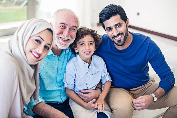 Group of ethnically diverse family 