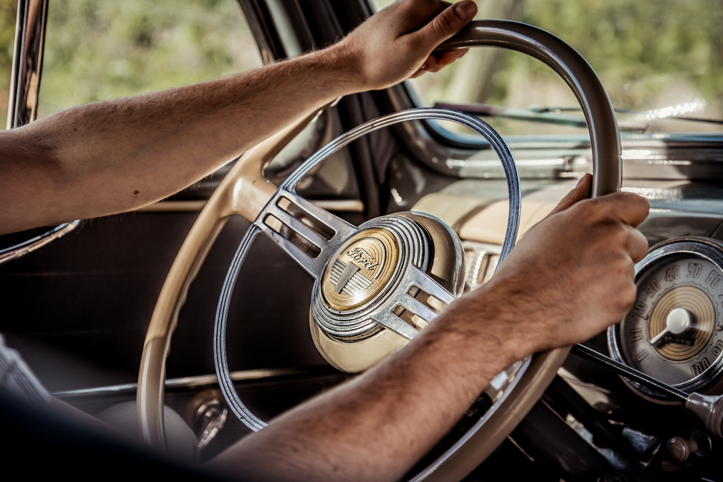 An interior shot of our 1947 Ford vintage car.