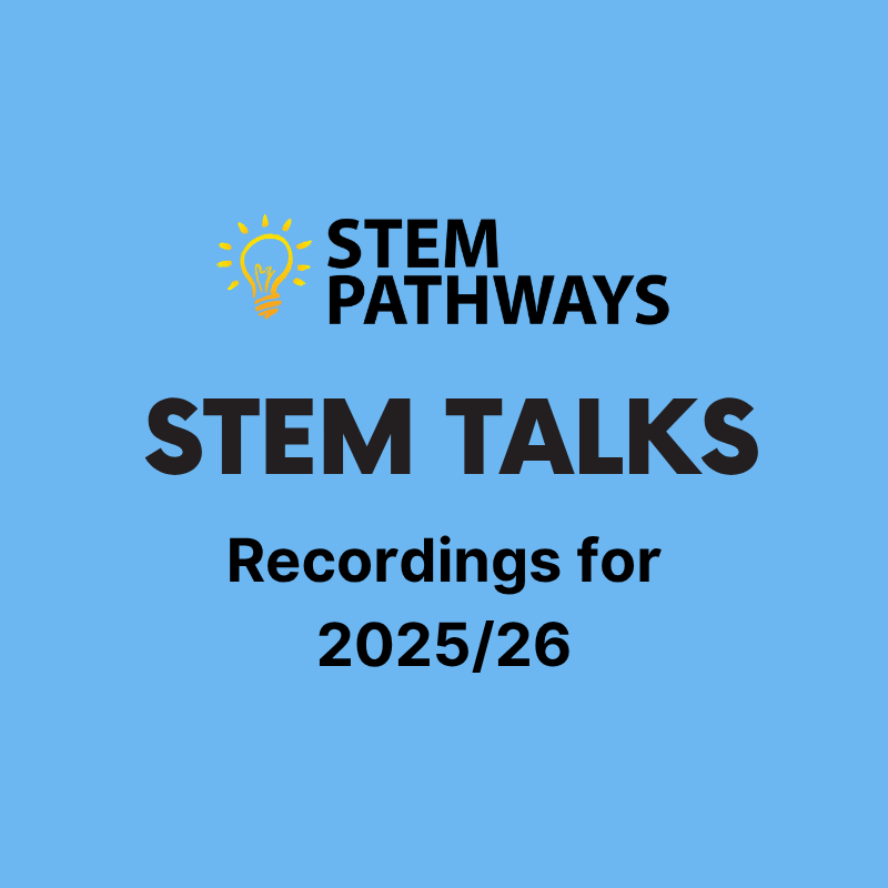 Event Poster - UHN STEM Pathways - STEM Talks – 2025-2026 Recorded Events (Blue background.)