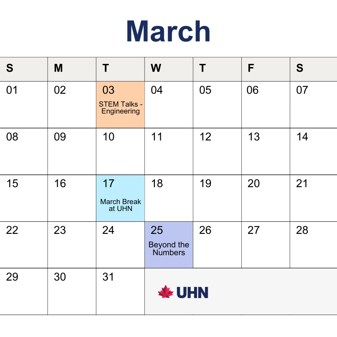 Image of calendar for this month - dates with events during the month are highlighted with another colour.
