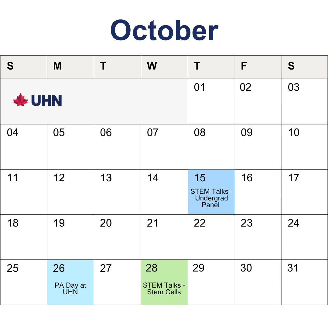 Image of calendar for this month - dates with events during the month are highlighted with another colour.