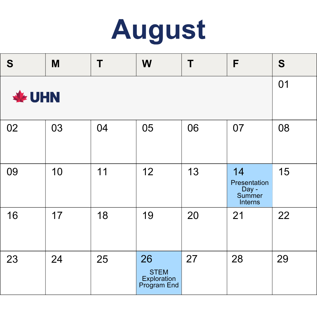 Image of calendar for this month - dates with events during the month are highlighted with another colour.