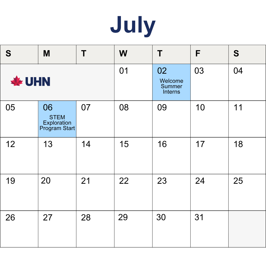 Image of calendar for this month - dates with events during the month are highlighted with another colour.