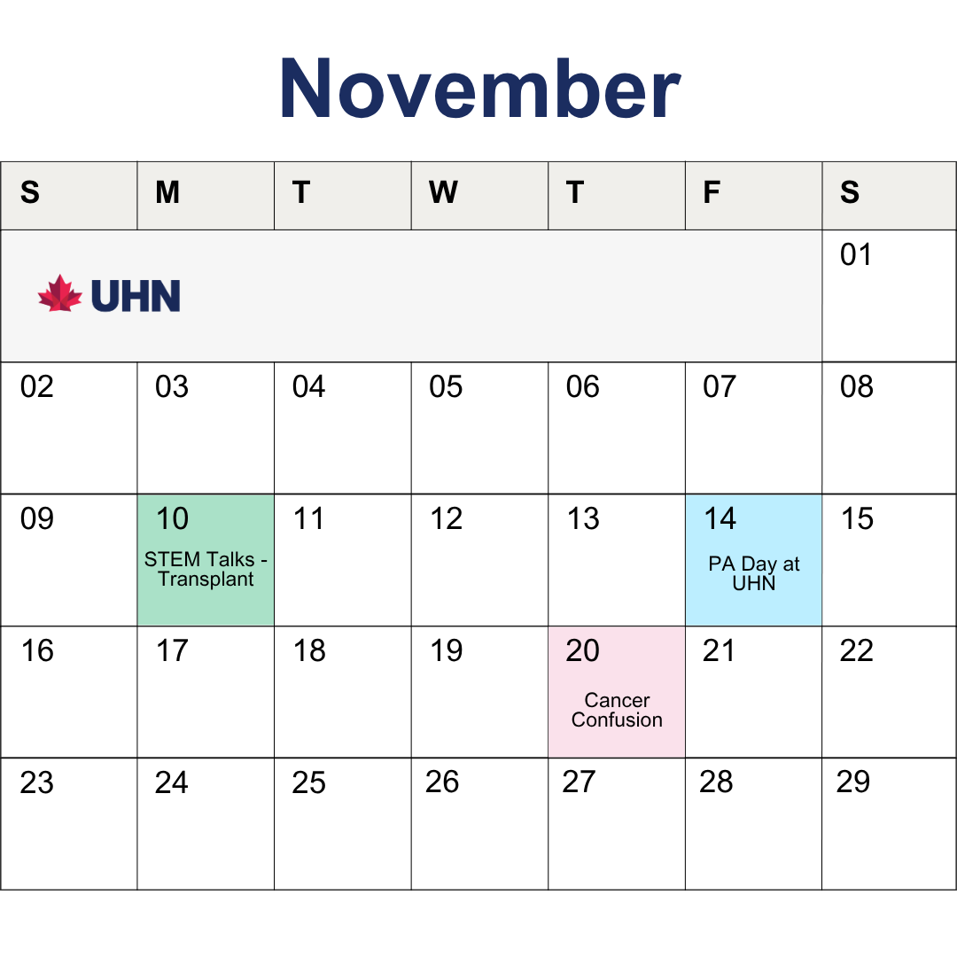 Image of calendar for this month - dates with events during the month are highlighted with another colour.