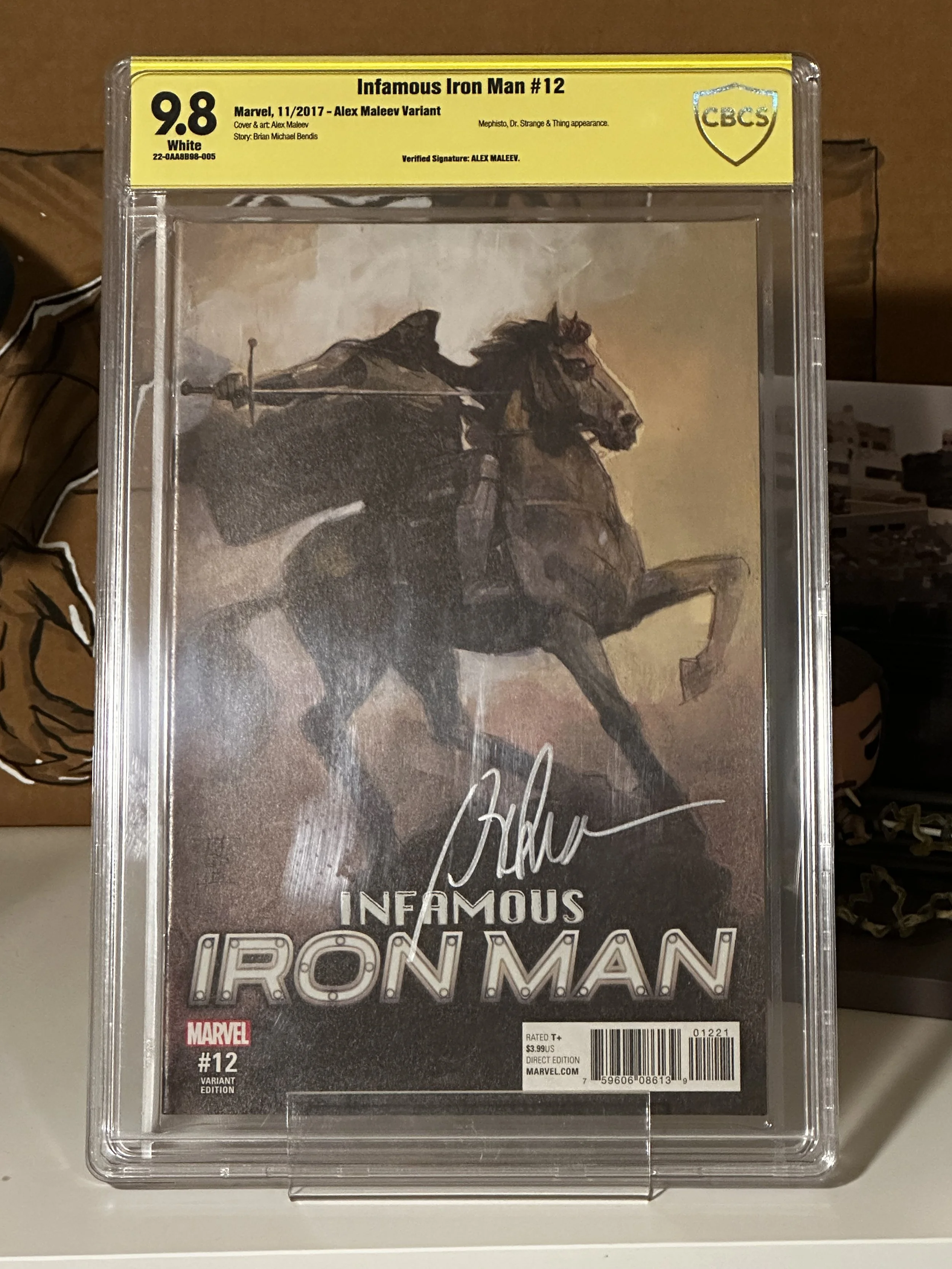 Infamous Iron Man #1 - Alex Maleev Variant signed by Alex Maleev CBCS 9.8