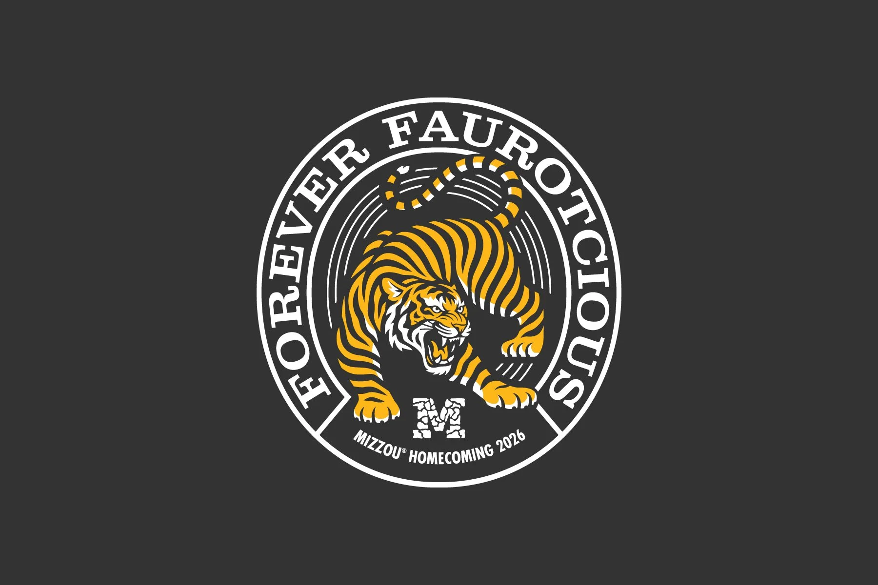 2026 Mizzou Homecoming Logo on Gray