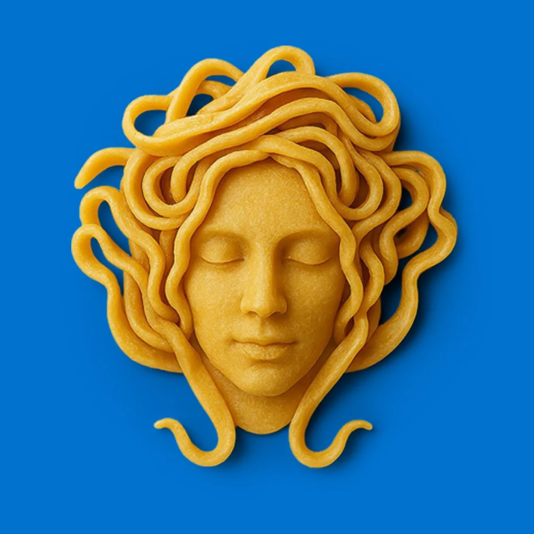 Luna Gialla Logo as Fettucine Art
