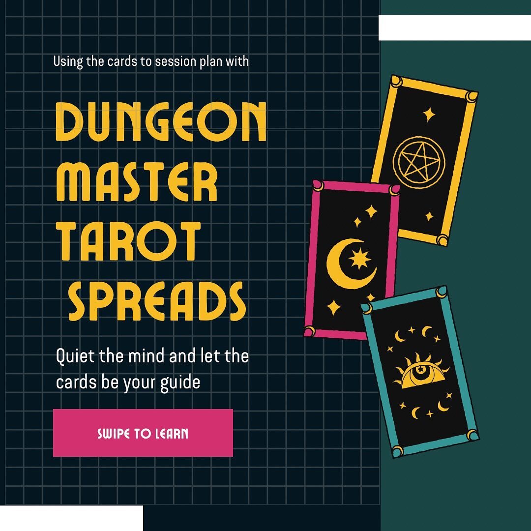 In our latest podcast episode, Sara explains the #tarot as a structure that we can use to reflect on our lives&hellip; and plan our next session. Here are a few #dungeonmaster spreads to inspire and guide you! Have you tried the new @dndwizards licen