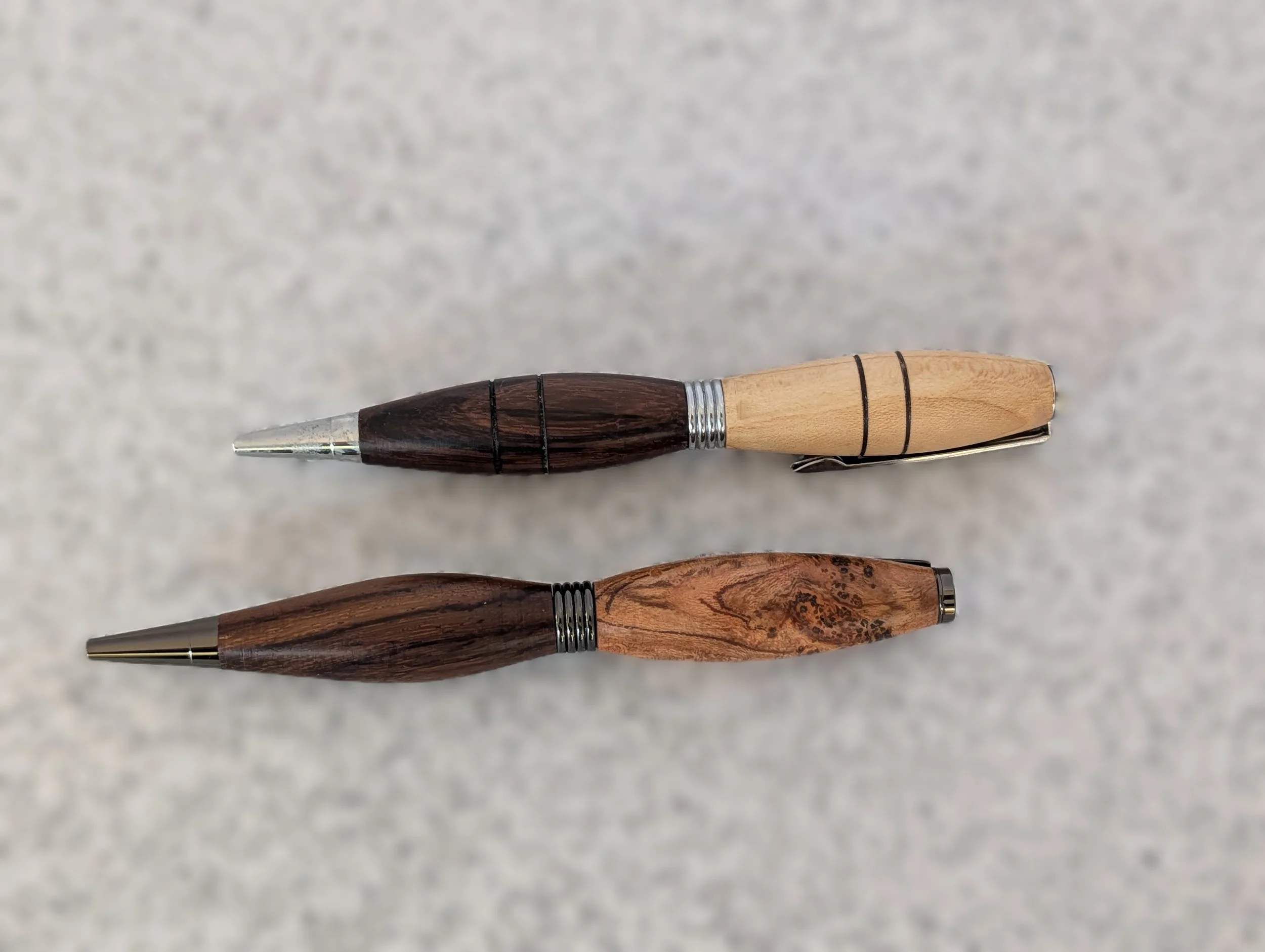Hand-turned wood pens, by Stephan Mayeux