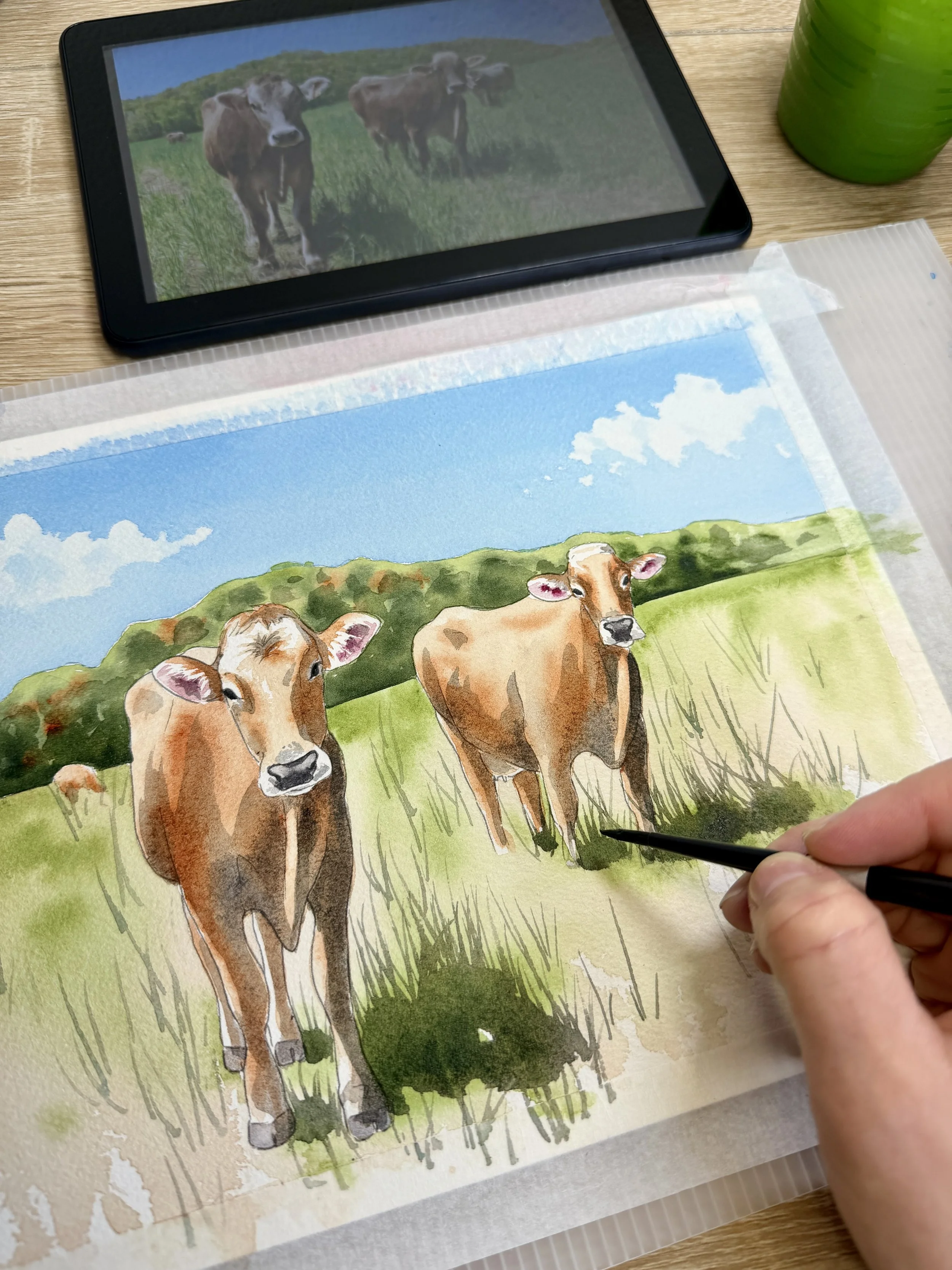 Swiss Cows Watercolor Class at Schumacher Farm