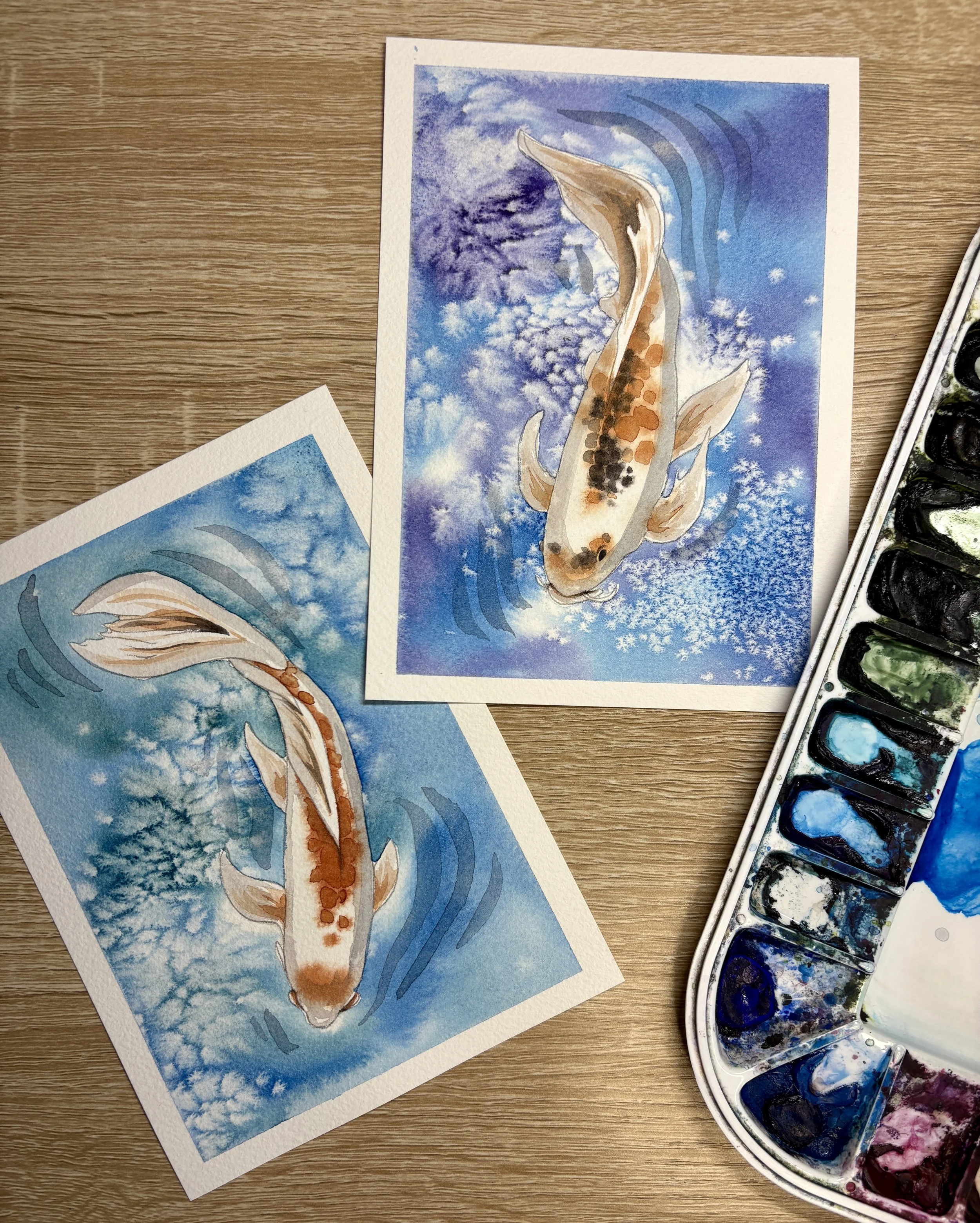 Koi Fish in Watercolors