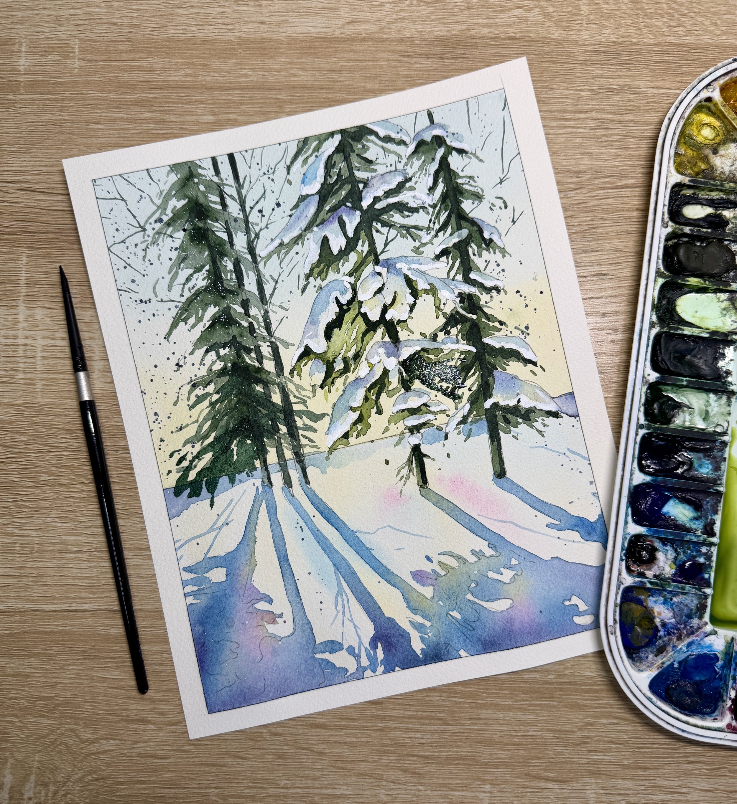 Painting Light & Shadows in Watercolors: Winter Scene