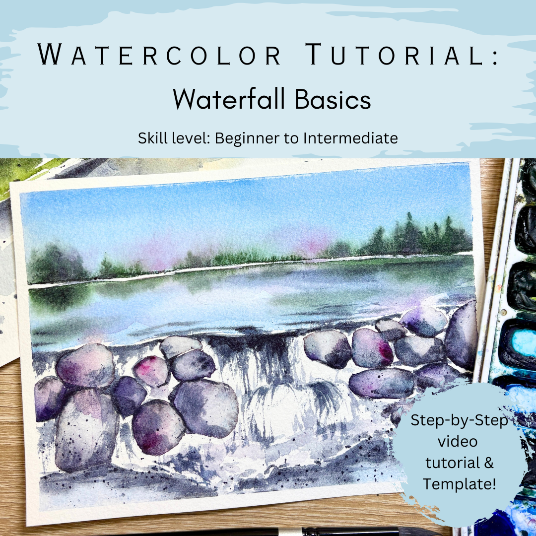 Digital Download: Watercolor Tutorial (Beginner to Intermediate): Waterfall Basics