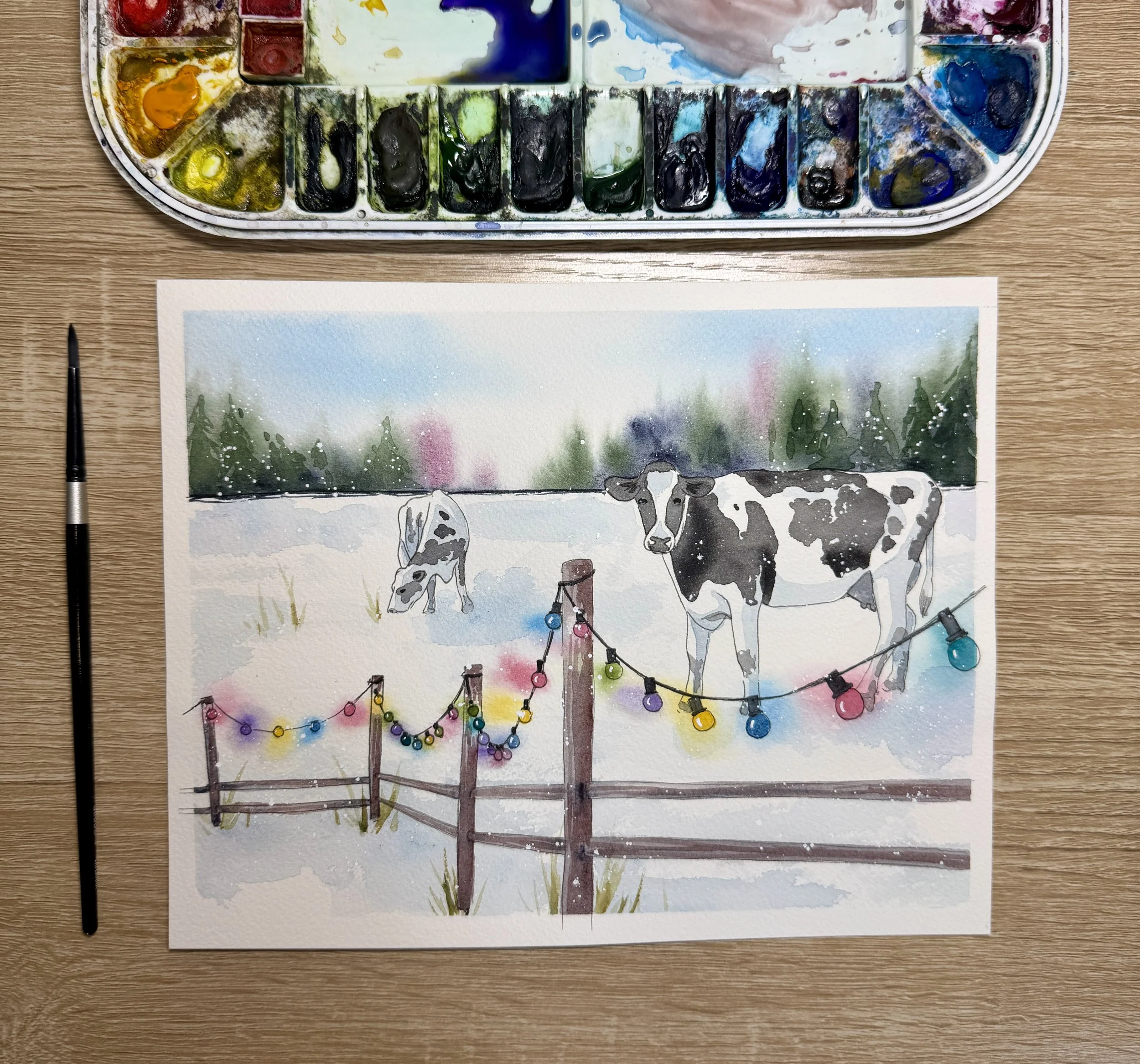 Holiday Cows Watercolor Painting at Schumacher Farms Park (Wednesday, Dec 2, 6-8pm)