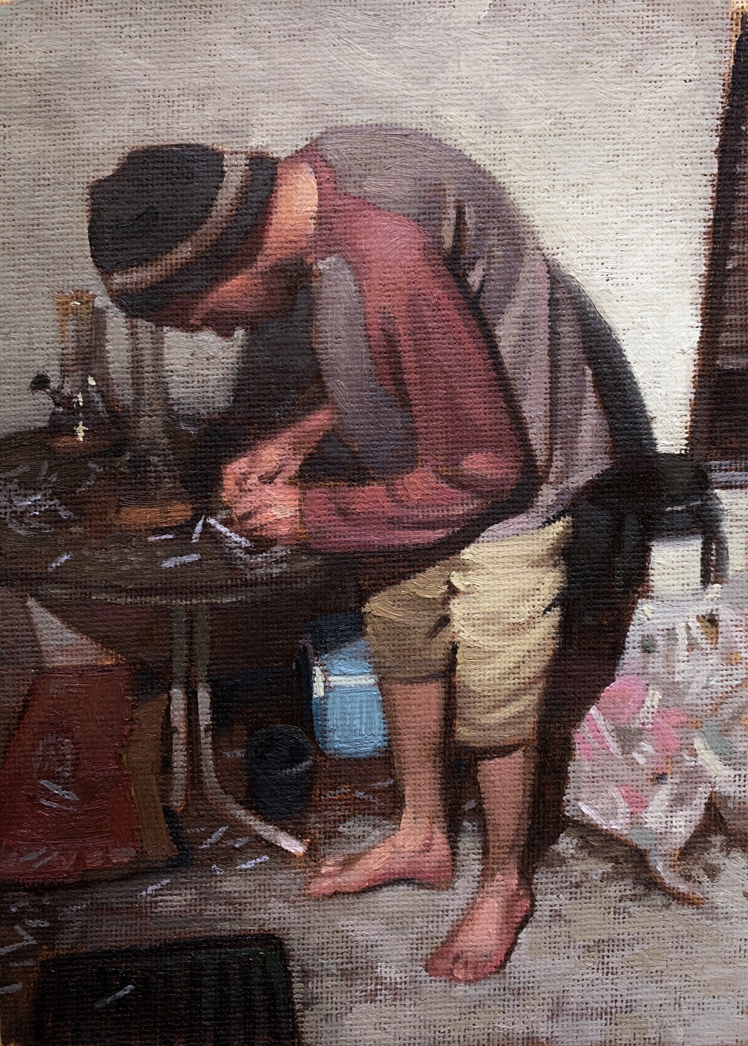 Prince and the Popper, 8 x 6, Oil on Board (2021)