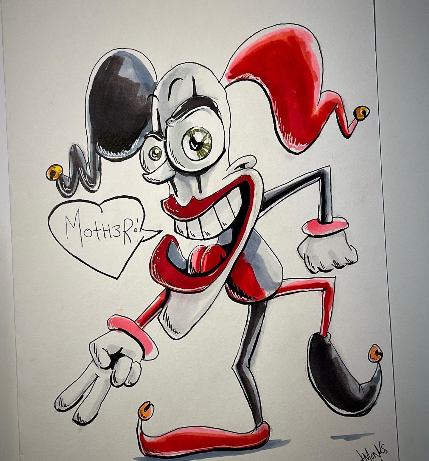 Clowning around in jest for my mother on mothers day. 

#clown #jester #sketch #lowbrow #drawing #ink #marker #eyeball #toon #newschool