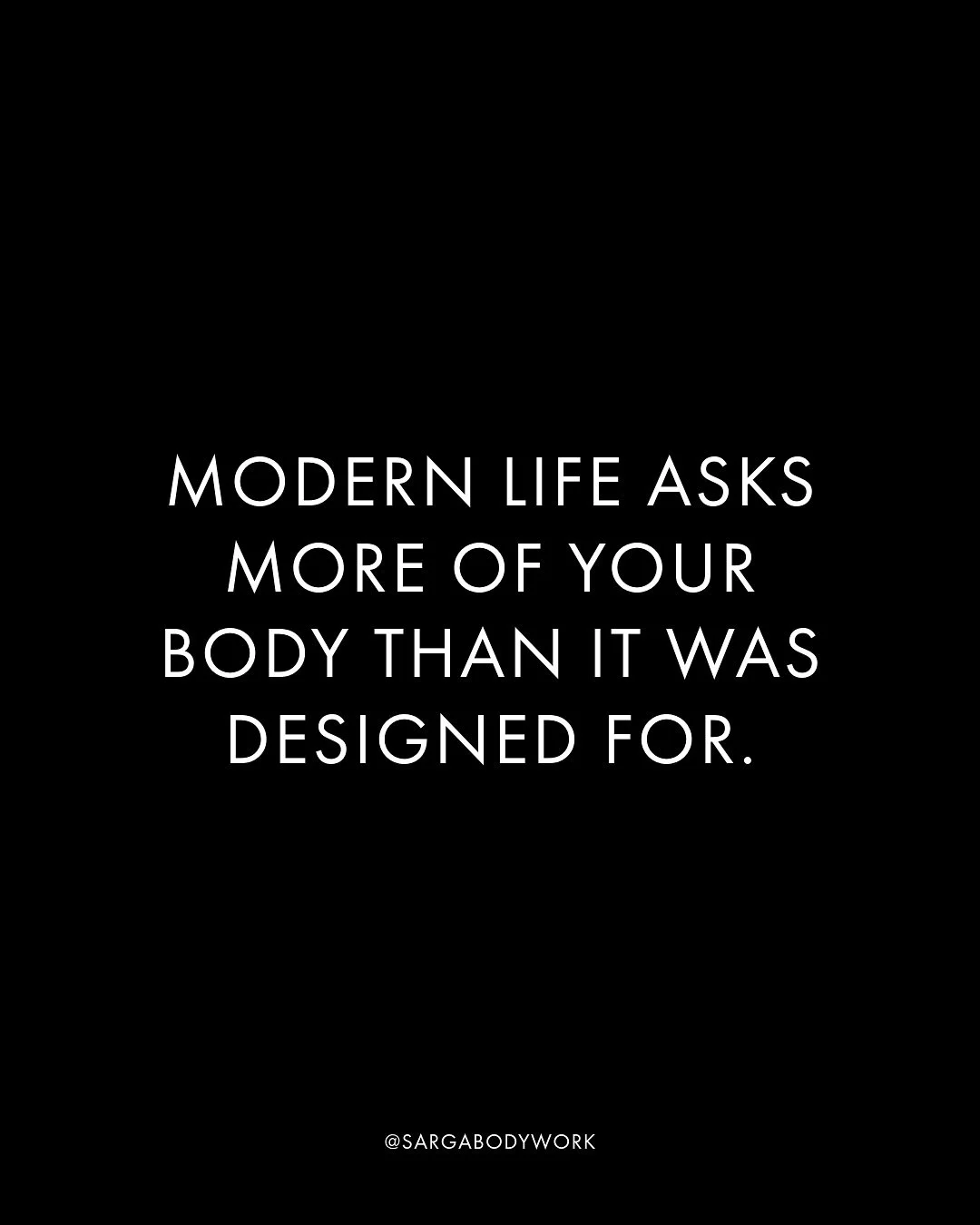 Most of us are sitting for longer, staring at screens for longer, and absorbing more information in a day than previous generations did in a week.

We&rsquo;re technologically hyperconnected, yet so deeply disconnected from our bodies and the sensati