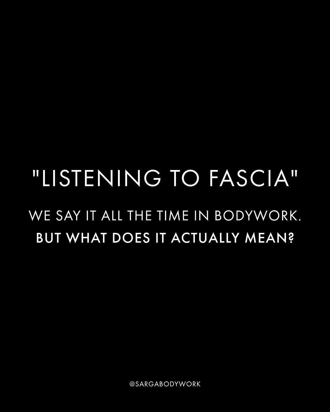 Listening to fascia&rdquo; gets used constantly in bodywork, but most practitioners can&rsquo;t explain what it actually means. 👂

It&rsquo;s not mystical energy work. It&rsquo;s basic observation of mechanical and neurological responses happening i