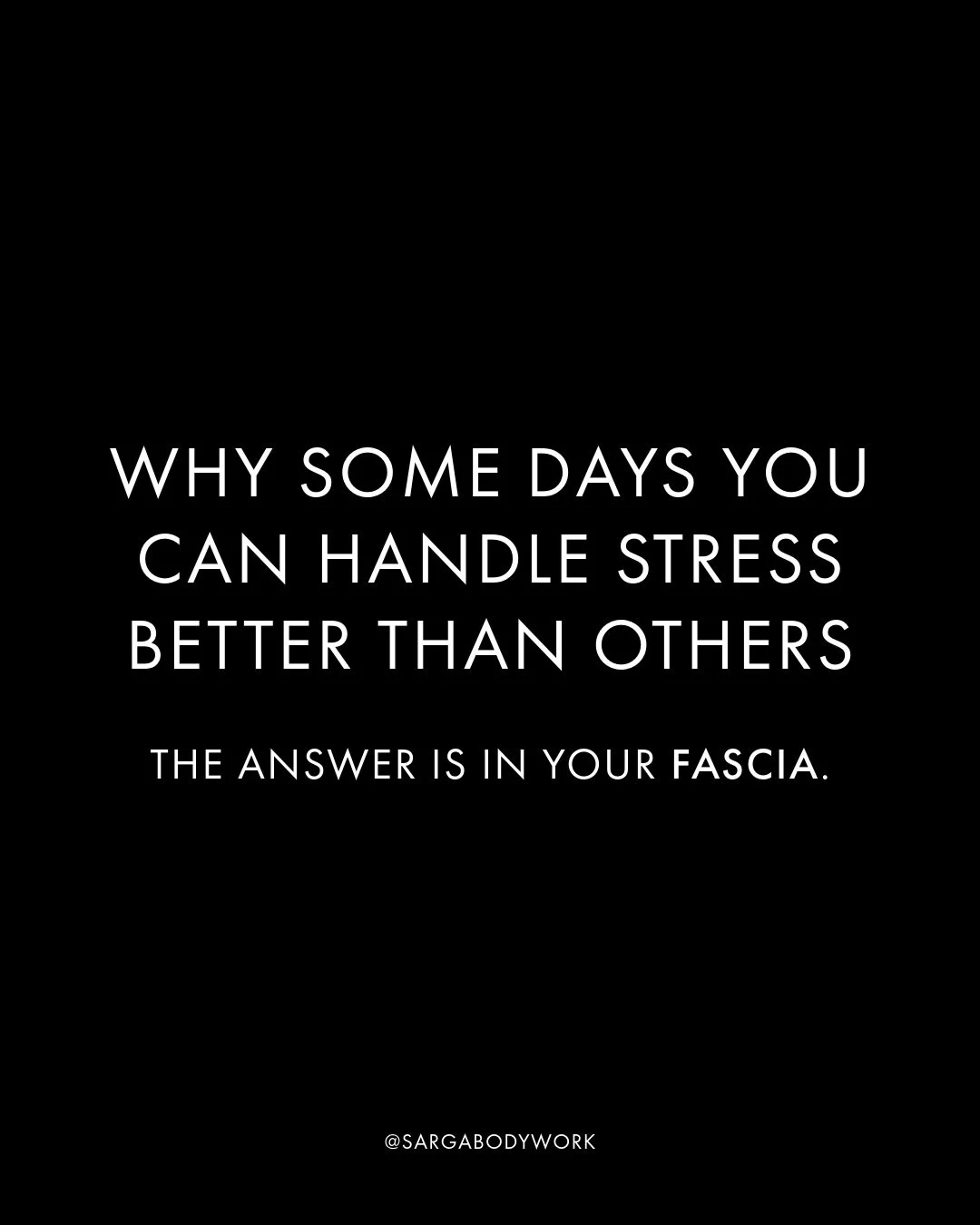 Ever notice how the same stressor that barely bothers you one day can feel completely overwhelming the next?

Your fascia may have more to do with this than you realize. 👀

Fascia is the continuous network of connective tissue that wraps and connect
