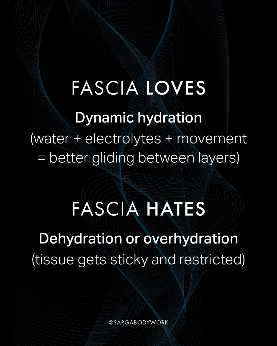 Your fascia is a continuous network of connective tissue that wraps around every muscle, organ, nerve and blood vessel in your body. 🕸️

It needs to glide, slide and adapt to movement to stay healthy.

When fascia is well-hydrated and mobile, moveme